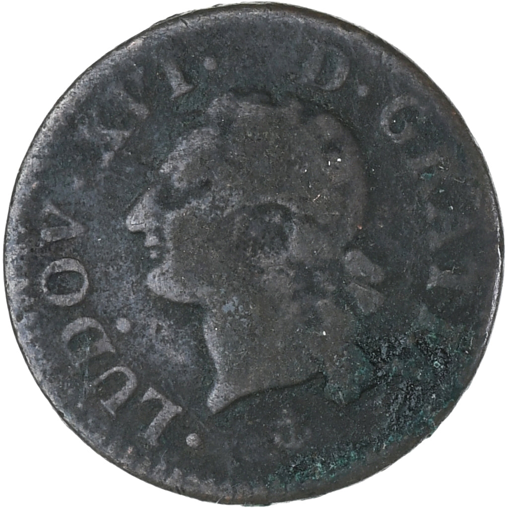 Francia, Louis XVI, Liard, Uncertain date, La Rochelle, MB, Rame, Gadoury:348