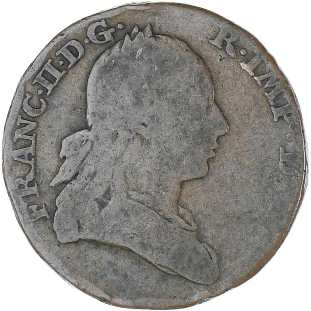 AUSTRIAN NETHERLANDS, Franz II, Liard, Oord, 1793, Brussels, VF(30-35), Copper