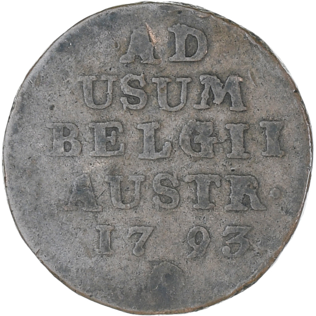 AUSTRIAN NETHERLANDS, Franz II, Liard, Oord, 1793, Brussels, VF(30-35), Copper