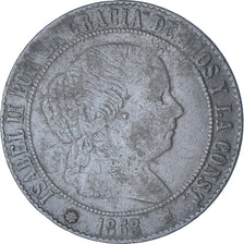 Moneda, España, Isabel II, 5 Centimos, 1868, BC+, Cobre, KM:635.1