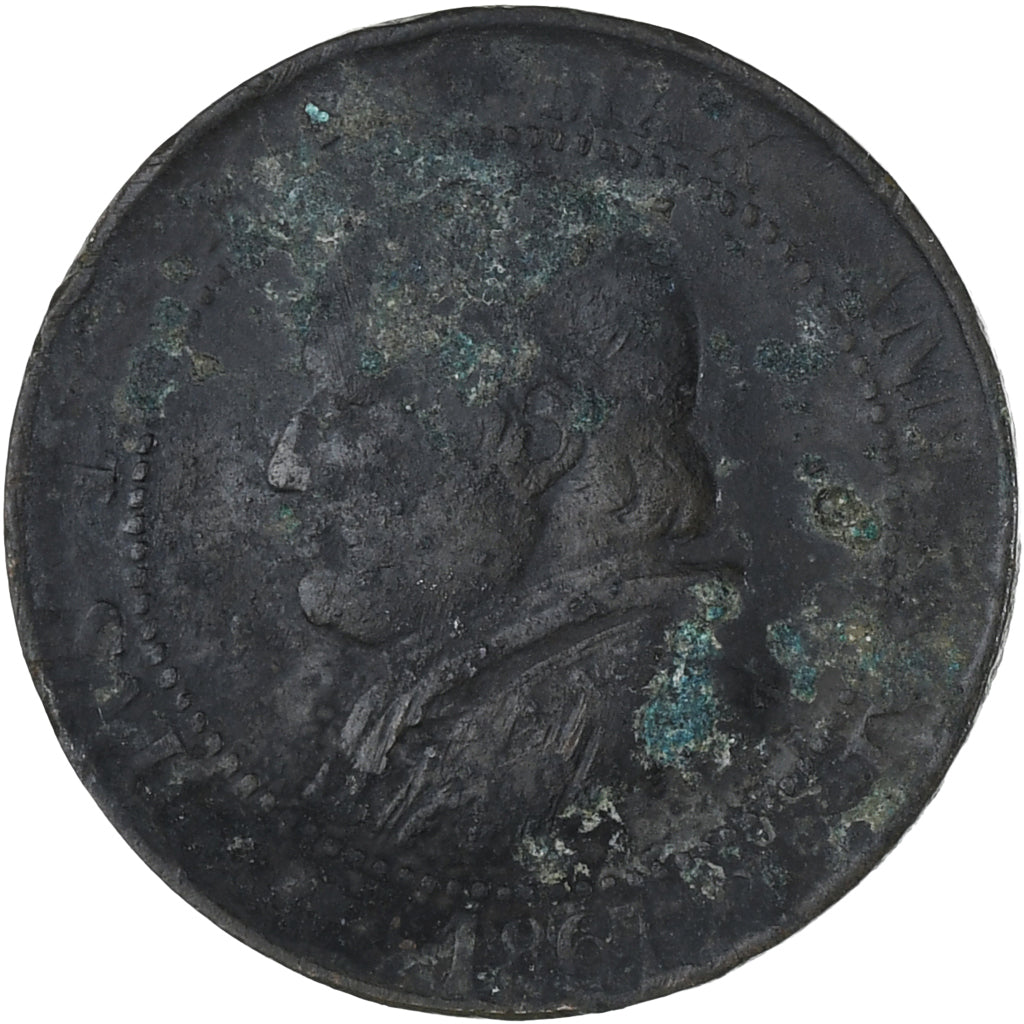 Moneda, Estados italianos, PAPAL STATES, Pius IX, Soldo, 5 Centesimi, 1867, BC