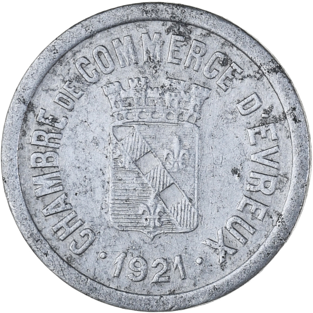 Coin, France, Chambre de commerce d'Evreux, 10 Centimes, 1921, EF(40-45)