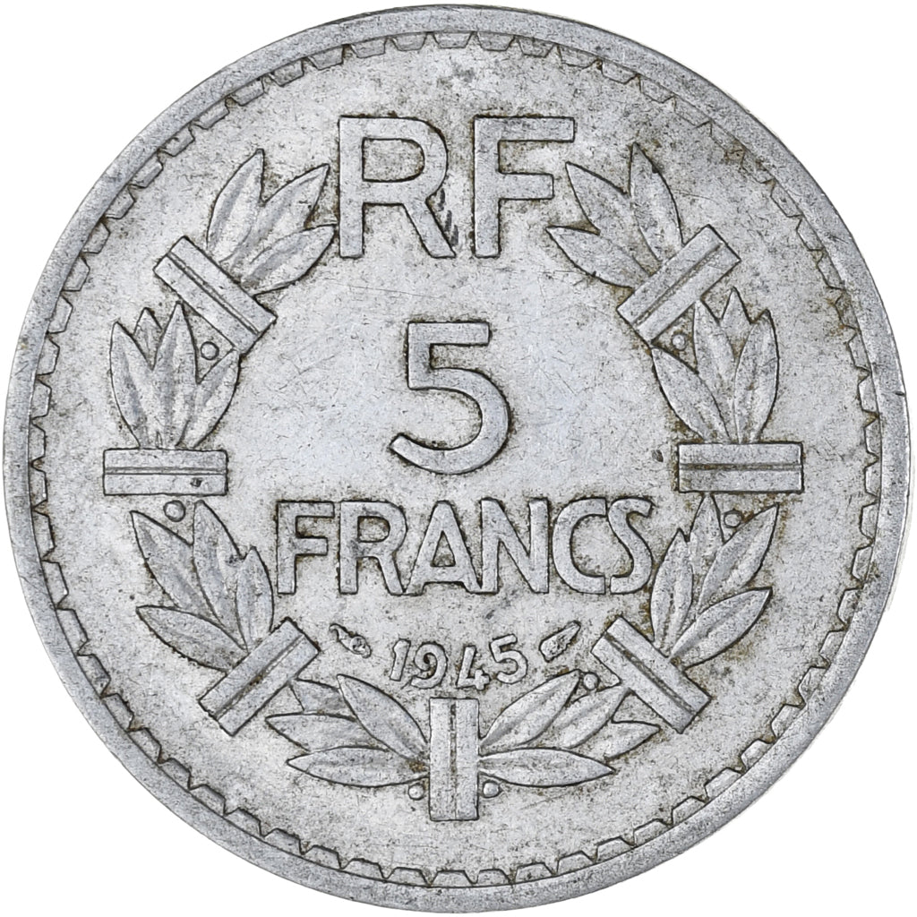 Moneta, Francja, Lavrillier, 5 Francs, 1945, Paris, AU(55-58), Aluminium