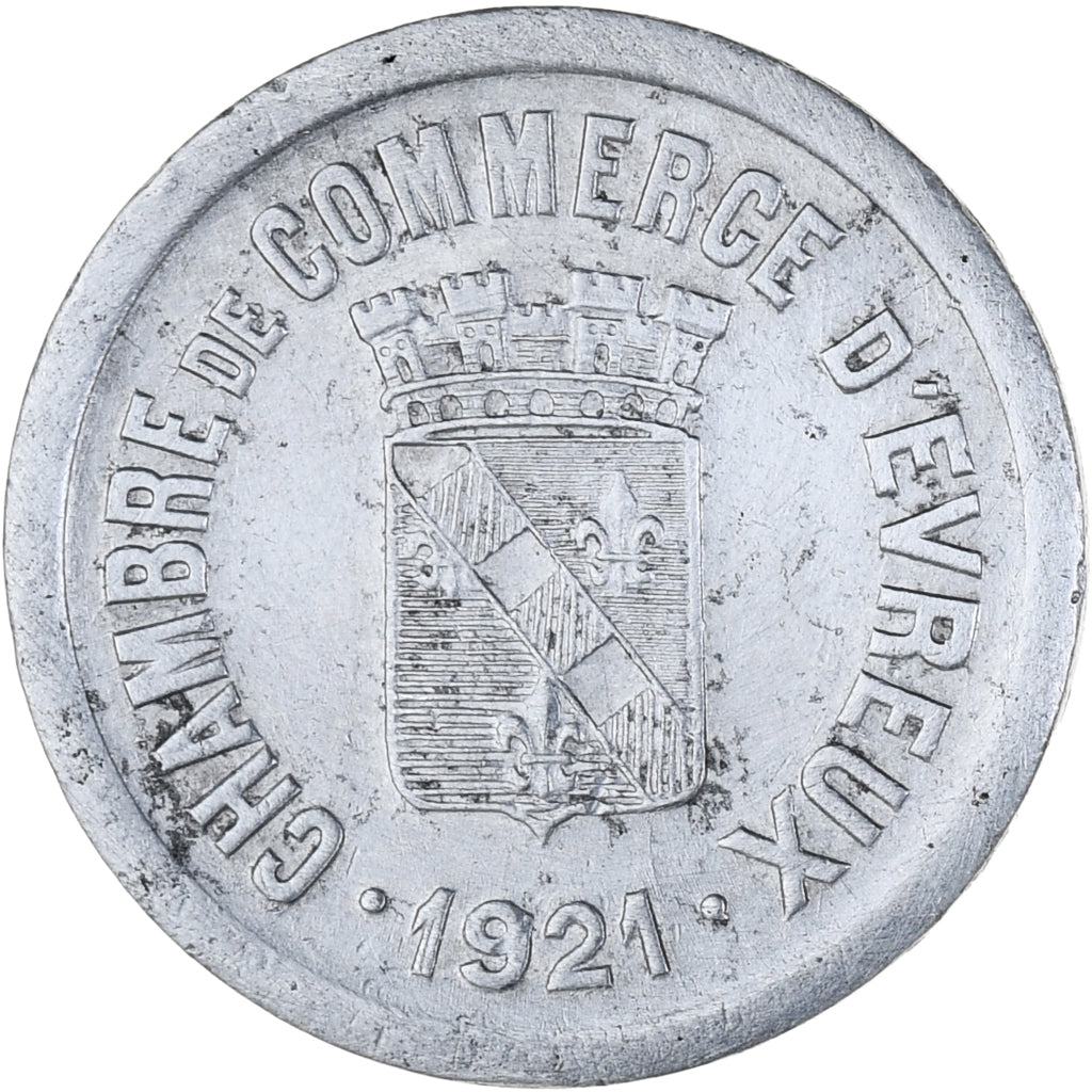 Moeda, França, Chambre de commerce d'Evreux, 25 Centimes, 1921, AU(55-58)