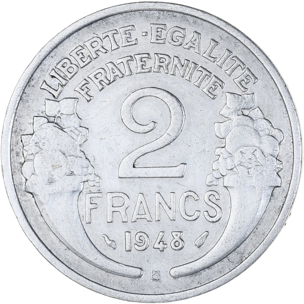 Münze, Frankreich, Morlon, 2 Francs, 1948, Beaumont - Le Roger, VZ+, Aluminium