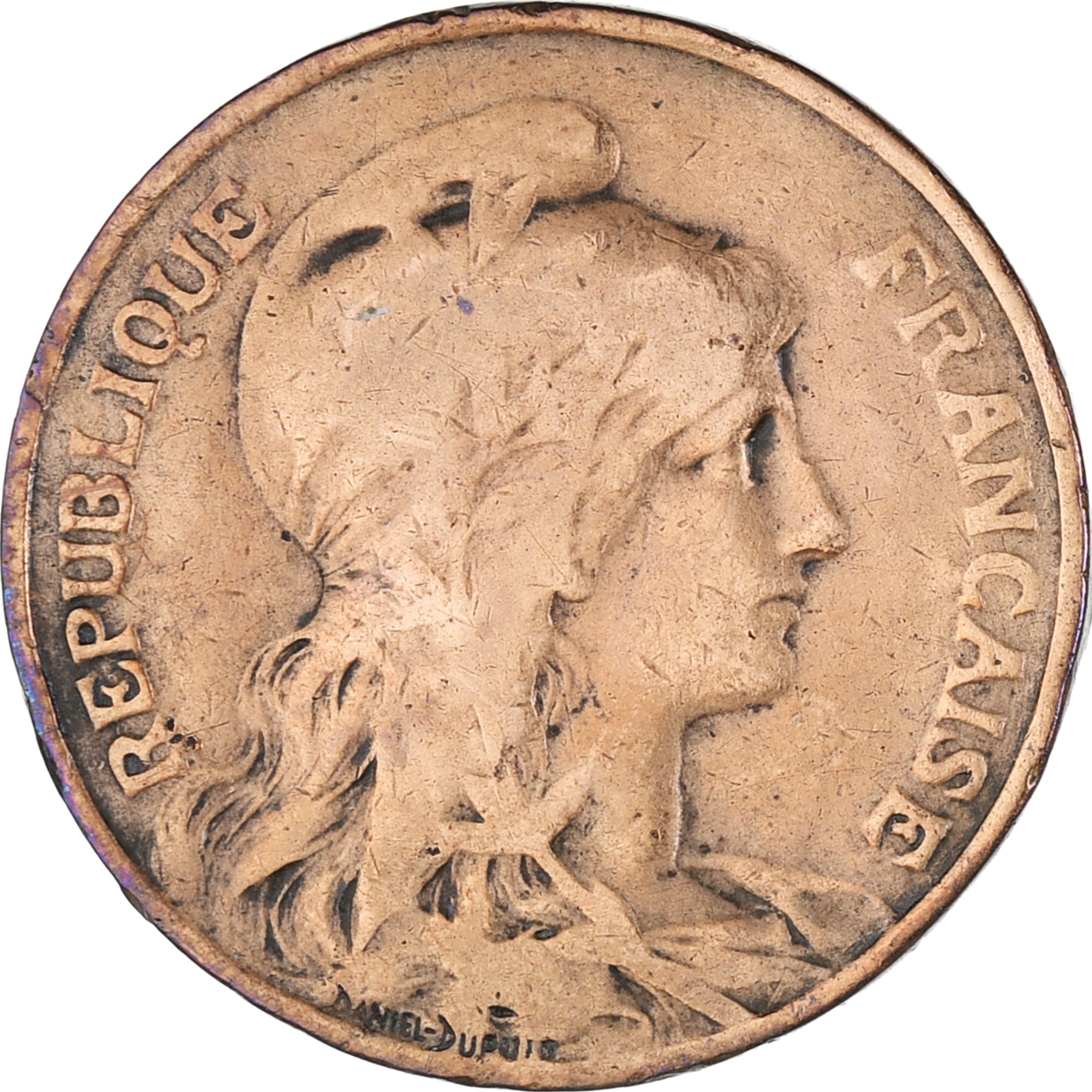Moneta, Francia, Dupuis, 10 Centimes, 1907, Paris, MB+, Bronzo, KM:843