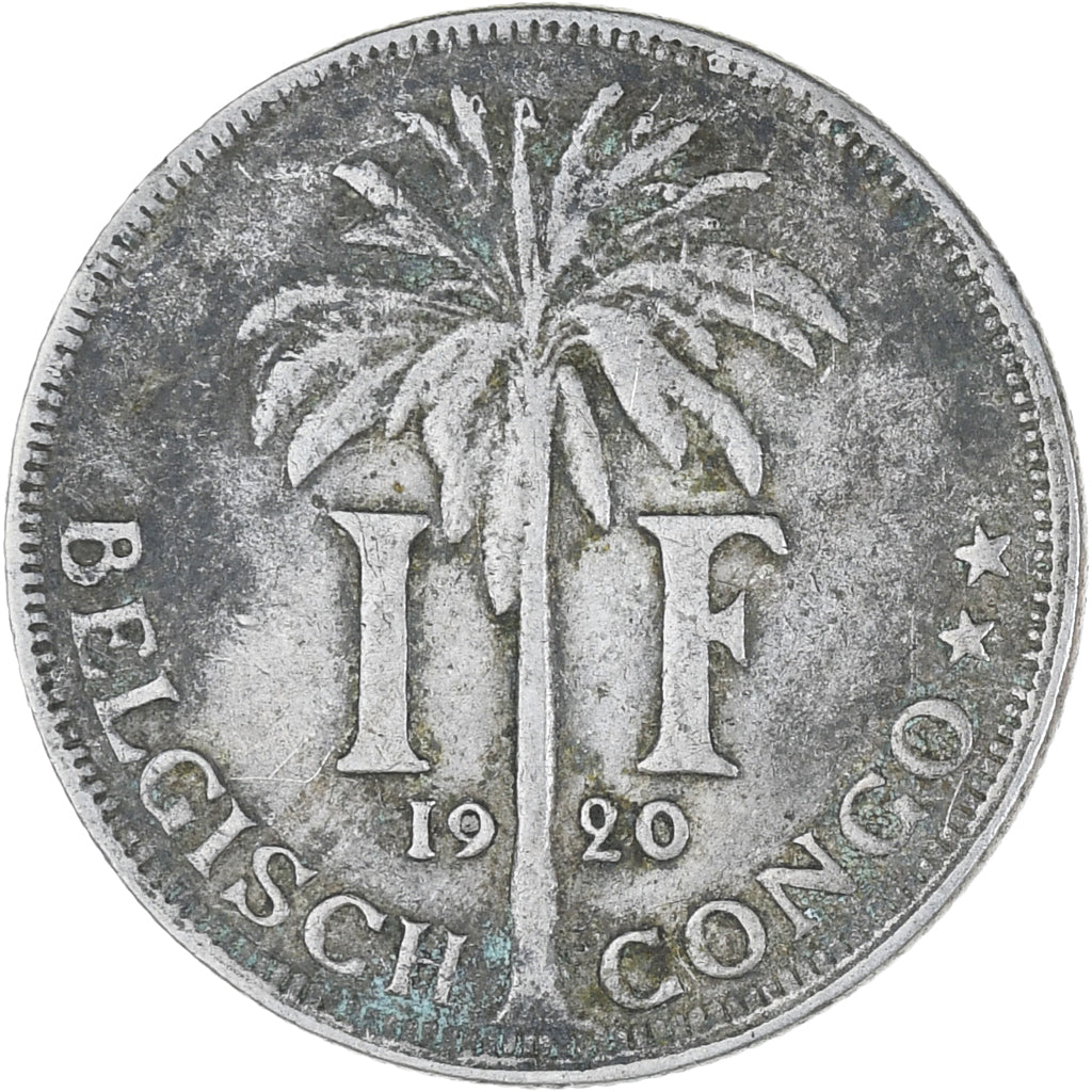 Moneta, Congo belga, Franc, 1920, MB+, Rame-nichel, KM:21