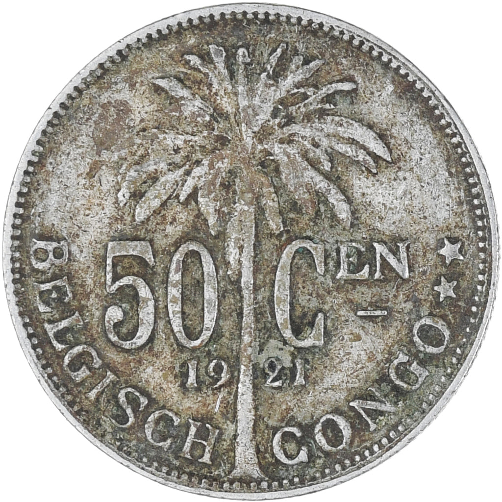 Coin, Belgian Congo, 50 Centimes, 1921, VF(30-35), Copper-nickel, KM:23