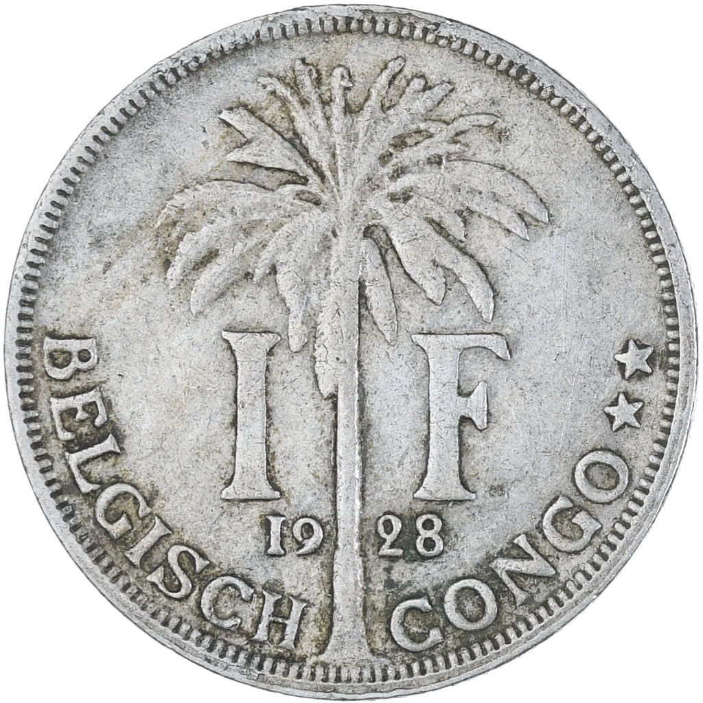 Coin, Belgian Congo, Franc, 1928, AU(50-53), Copper-nickel, KM:21