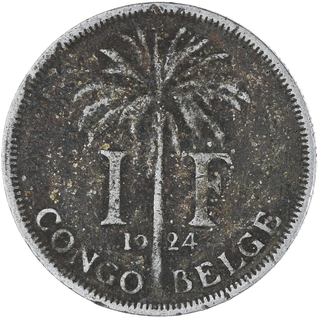Moneta, Congo belga, Franc, 1924, MB, Rame-nichel, KM:20