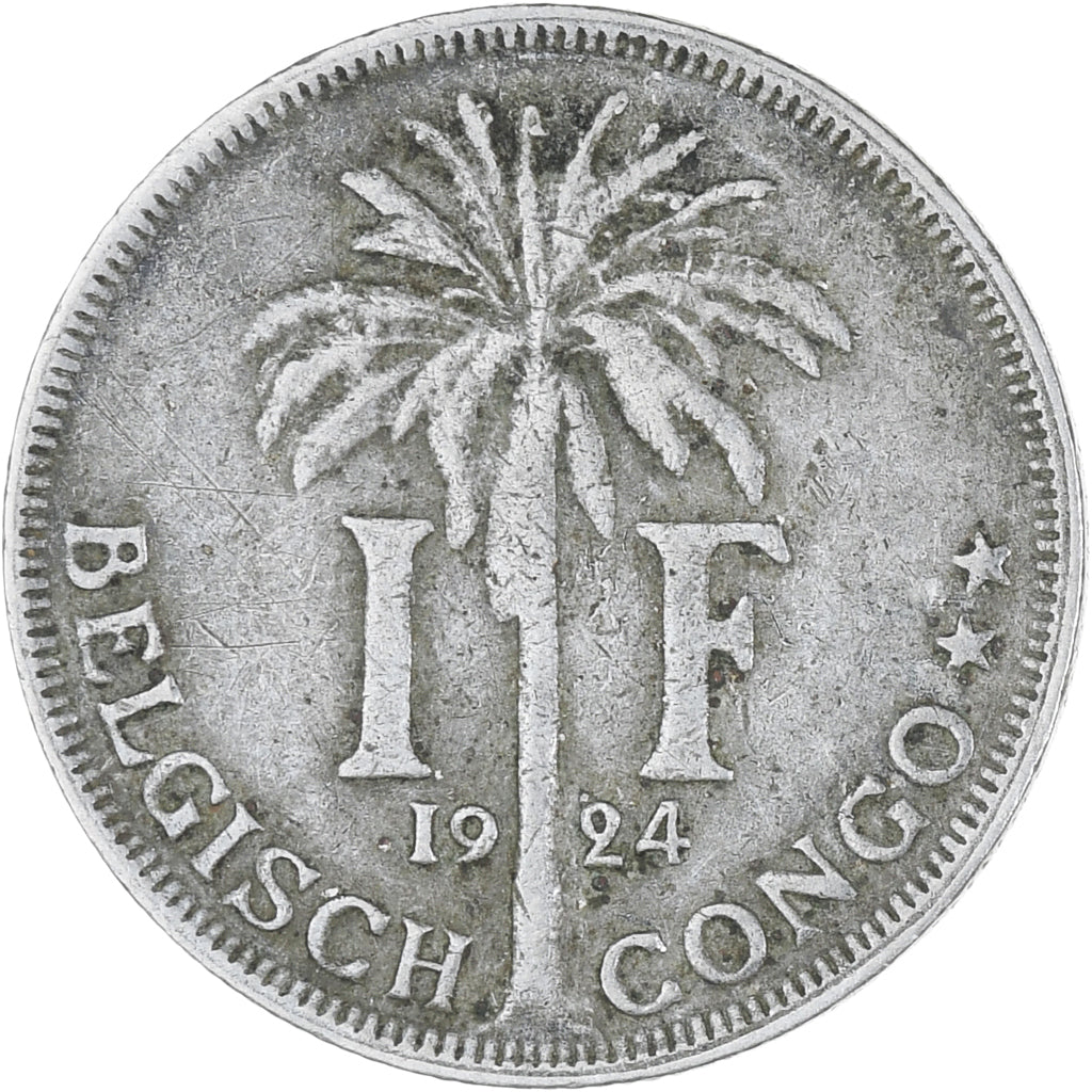 Moneta, Kongo Belgijskie, Franc, 1924, EF(40-45), Miedź-Nikiel, KM:21
