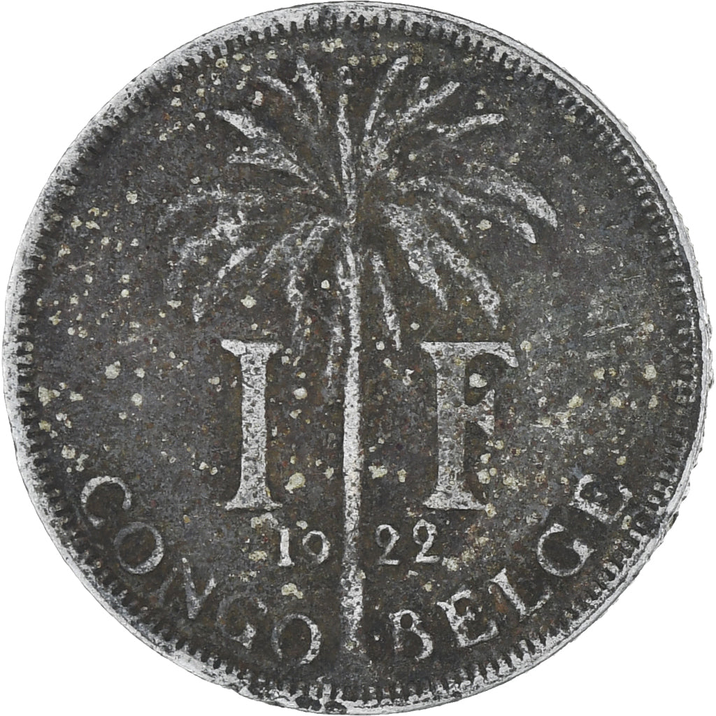 Moneta, Congo belga, Franc, 1922, MB, Rame-nichel, KM:20