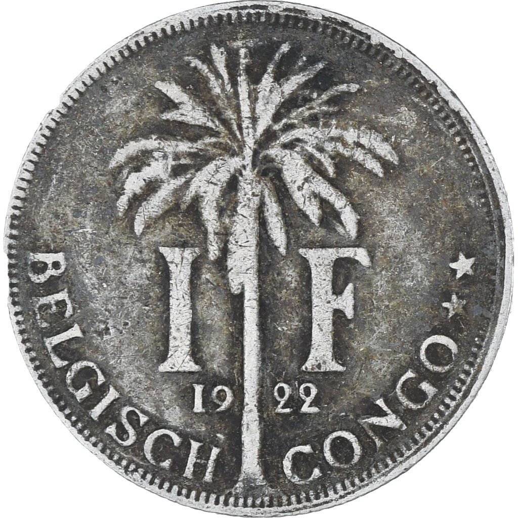 Coin, Belgian Congo, Franc, 1922, EF(40-45), Copper-nickel, KM:21