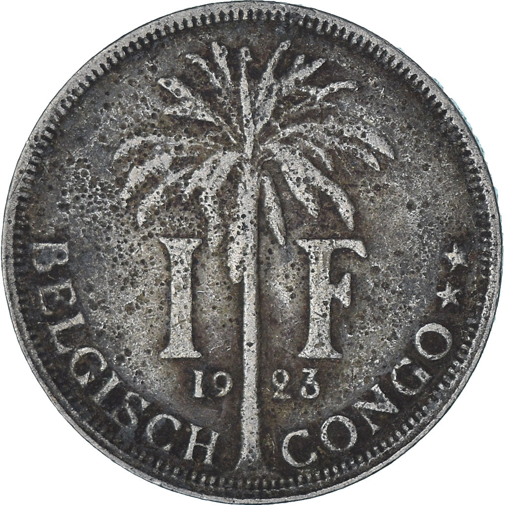 Moeda, Congo Belga, Franc, 1923, EF(40-45), Cobre-níquel, KM:21