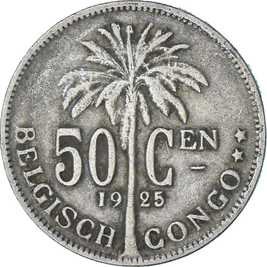 Coin, Belgian Congo, 50 Centimes, 1925, VF(20-25), Copper-nickel, KM:23