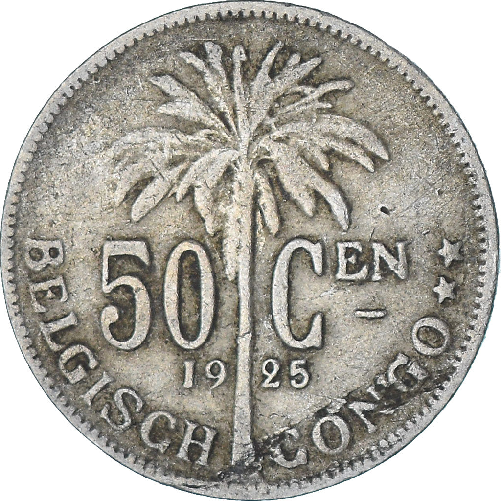 Münze, Belgisch-Kongo, 50 Centimes, 1925, SS, Kupfer-Nickel, KM:23