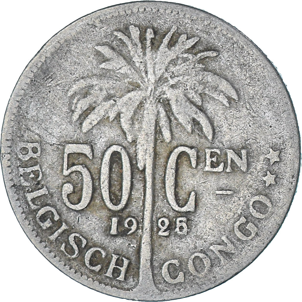Münze, Belgisch-Kongo, 50 Centimes, 1925, SS, Kupfer-Nickel, KM:23