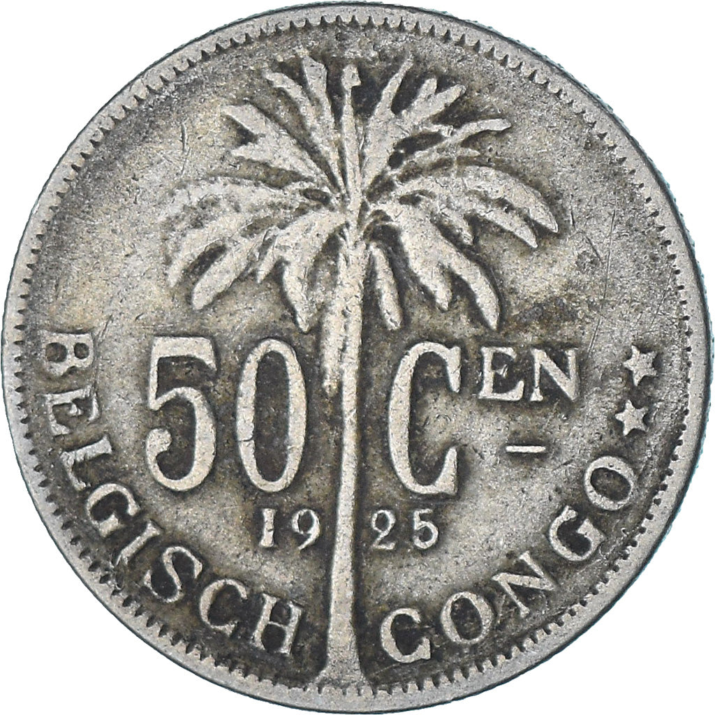 Münze, Belgisch-Kongo, 50 Centimes, 1925, SS, Kupfer-Nickel, KM:23