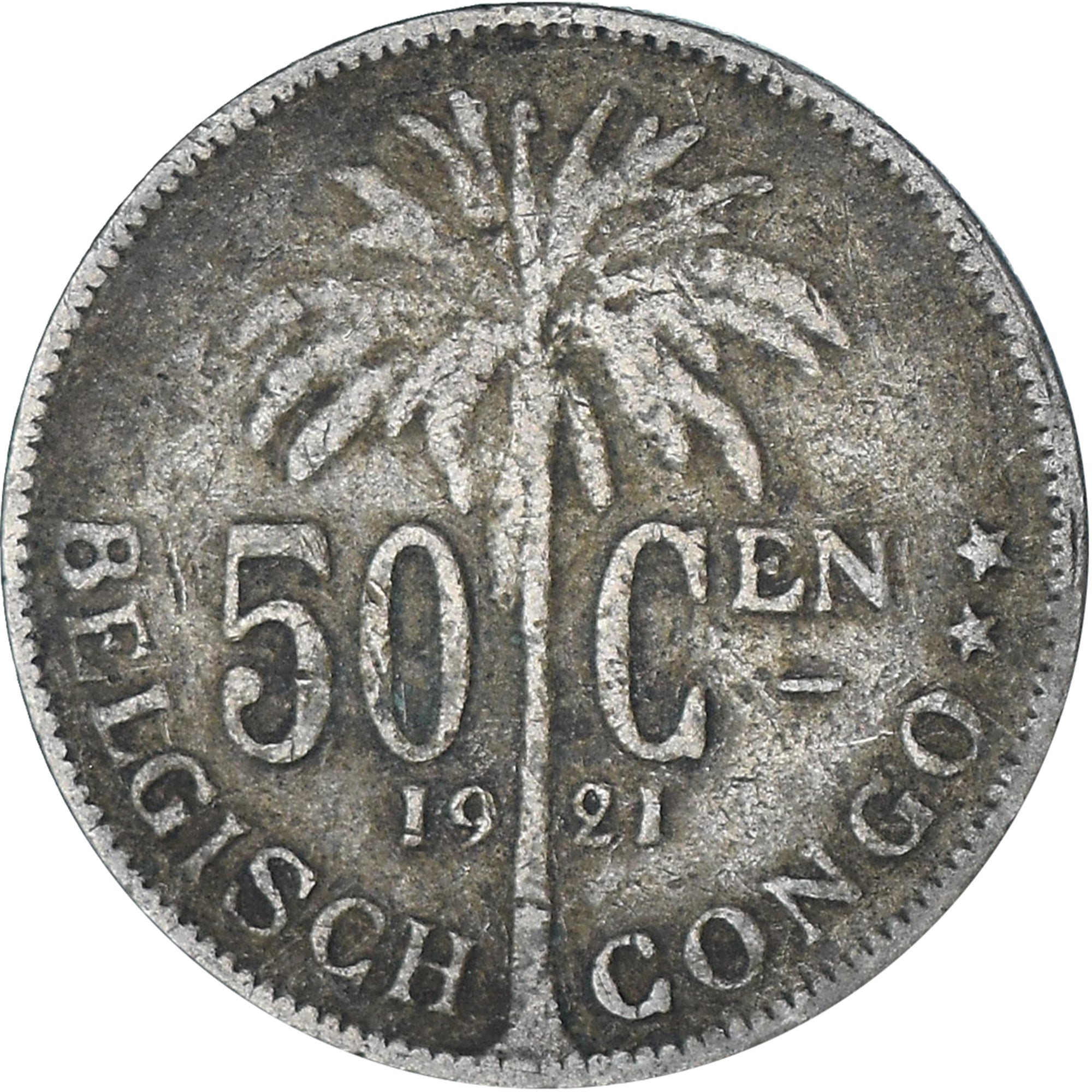 Coin, Belgian Congo, 50 Centimes, 1921, VF(30-35), Copper-nickel, KM:23