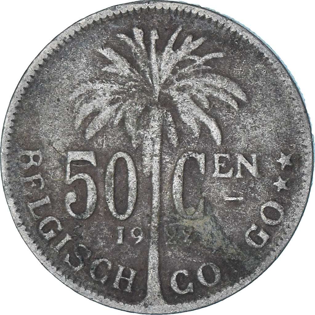 Munten, Belgisch Congo, 50 Centimes, 1922, ZF, Cupro-nikkel, KM:23
