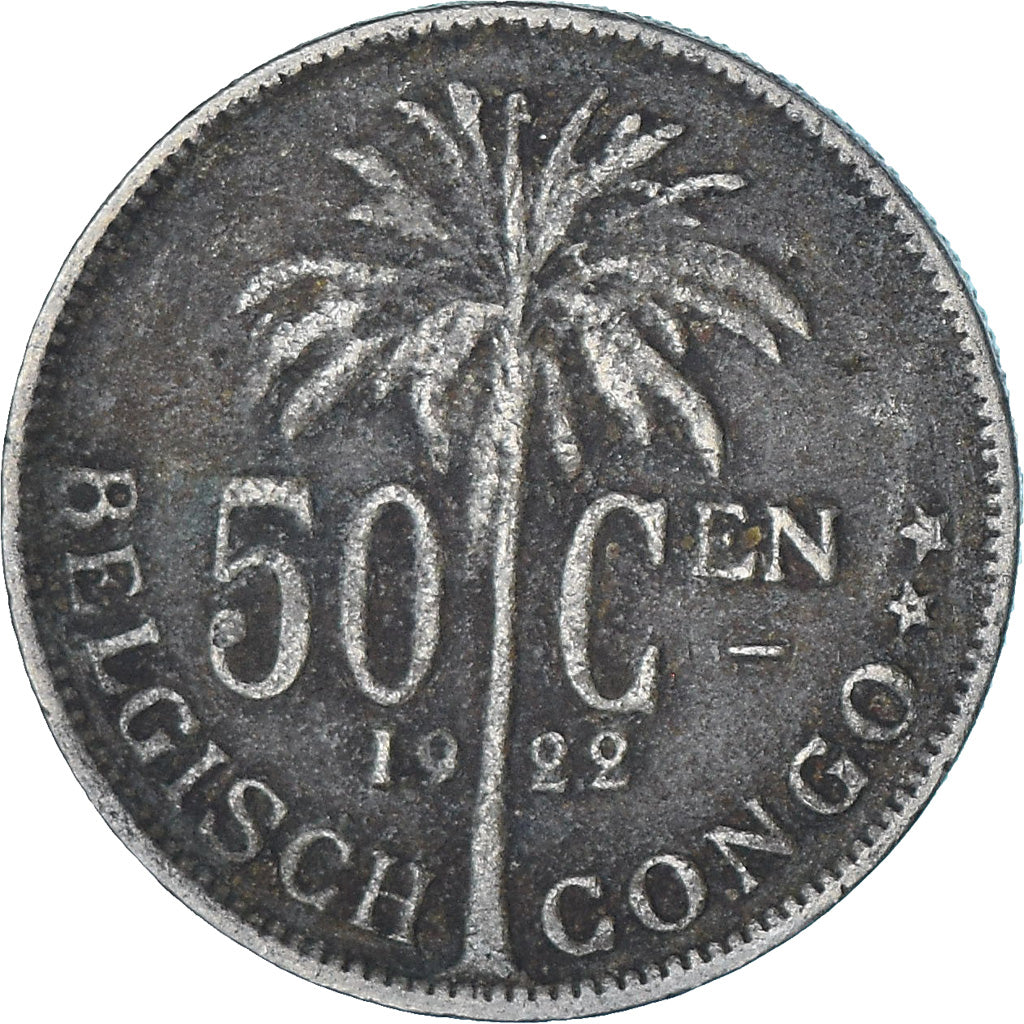 Coin, Belgian Congo, 50 Centimes, 1922, EF(40-45), Copper-nickel, KM:23