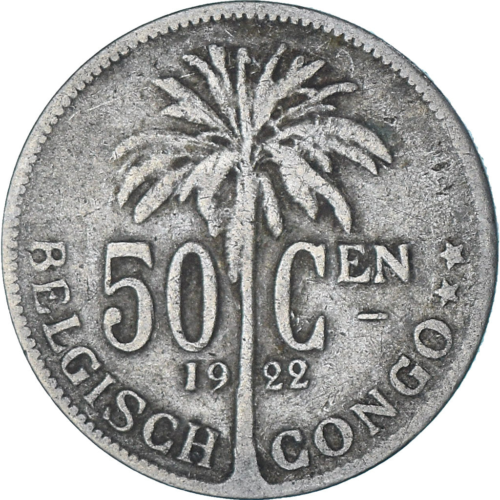Münze, Belgisch-Kongo, 50 Centimes, 1922, SS, Kupfer-Nickel, KM:23