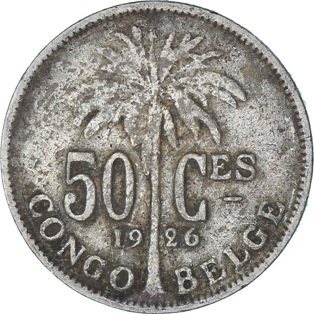 Moneta, Kongo Belgijskie, 50 Centimes, 1926, VF(20-25), Miedź-Nikiel, KM:22