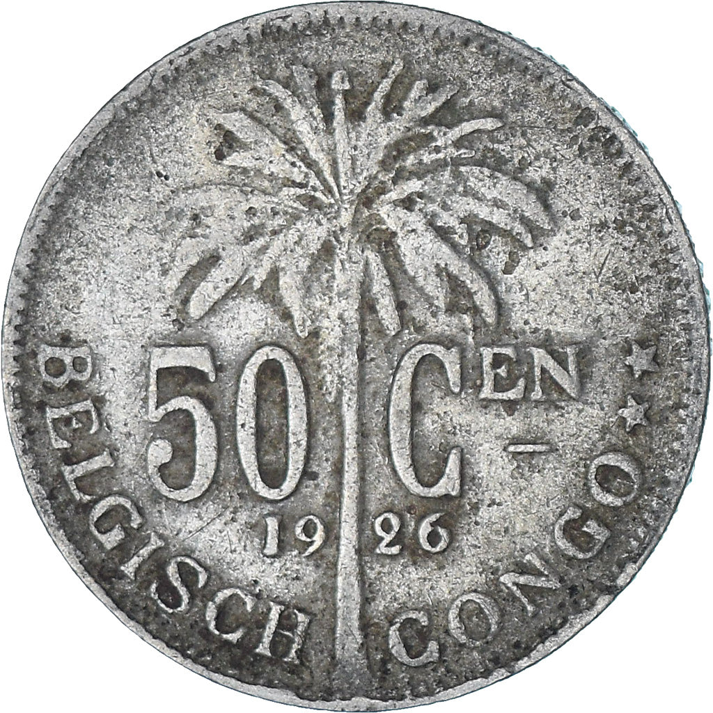 Moneta, Kongo Belgijskie, 50 Centimes, 1926, VF(20-25), Miedź-Nikiel, KM:23