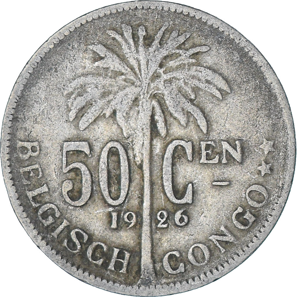 Coin, Belgian Congo, 50 Centimes, 1926, VF(20-25), Copper-nickel, KM:23