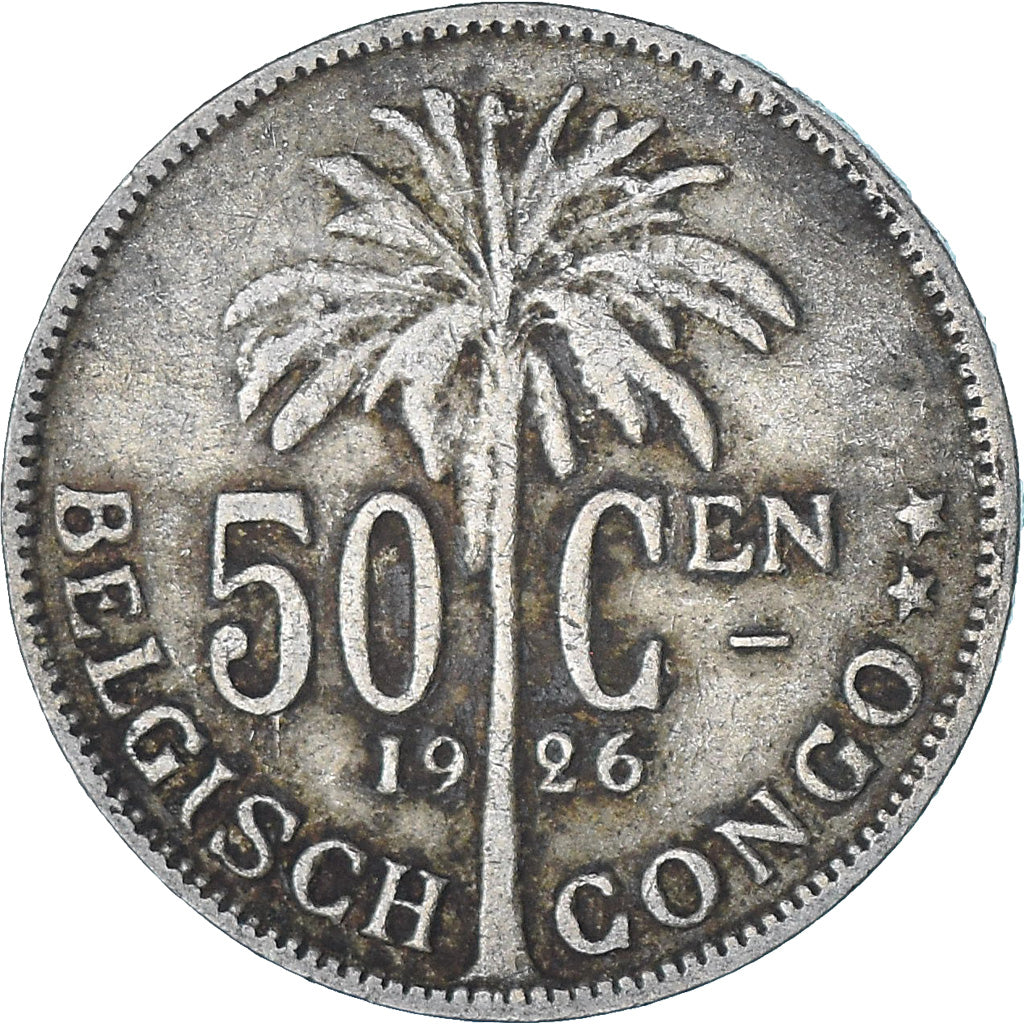 Moneta, Congo belga, 50 Centimes, 1926, MB, Rame-nichel, KM:23