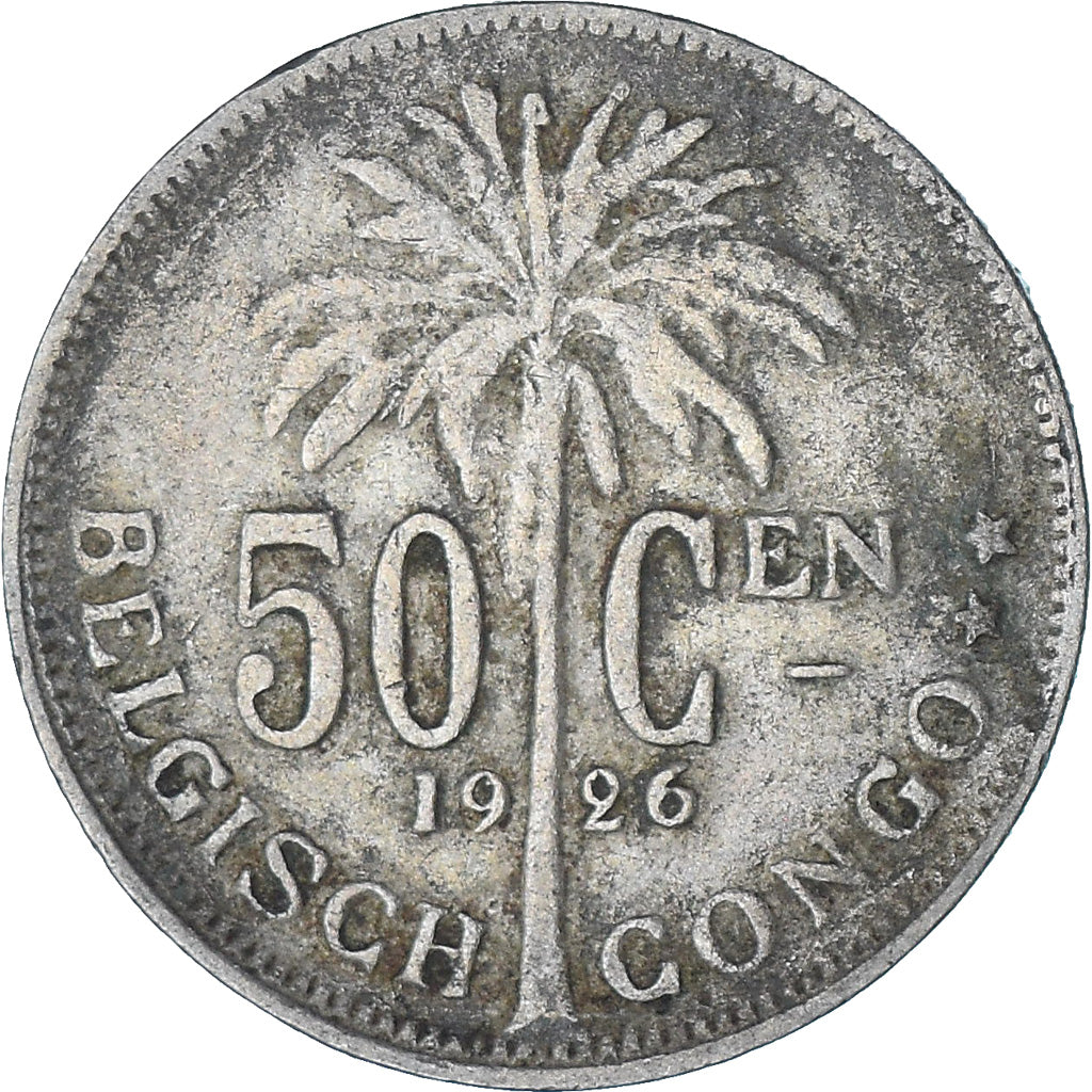 Coin, Belgian Congo, 50 Centimes, 1926, EF(40-45), Copper-nickel, KM:23