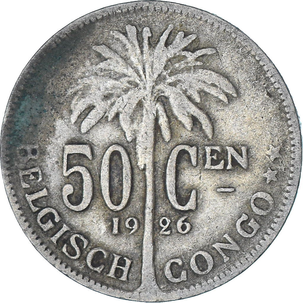 Moneta, Congo belga, 50 Centimes, 1926, BB, Rame-nichel, KM:23
