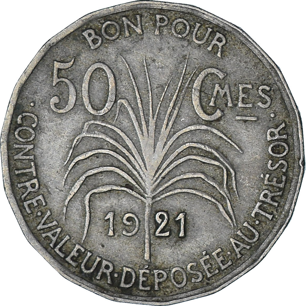 Moneta, Guadalupe, 50 Centimes, 1921, BB, Rame-nichel, KM:45
