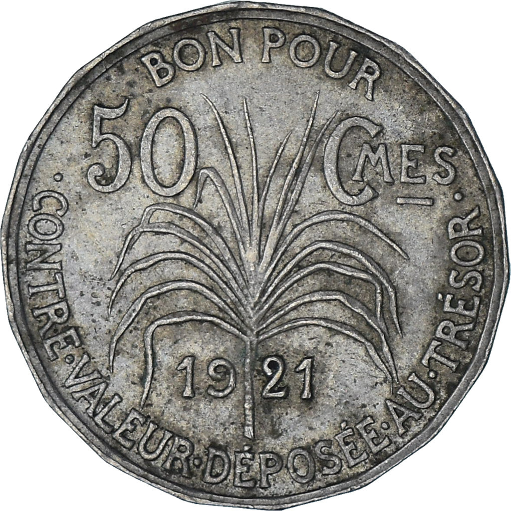 Moneta, Guadalupe, 50 Centimes, 1921, BB, Rame-nichel, KM:45