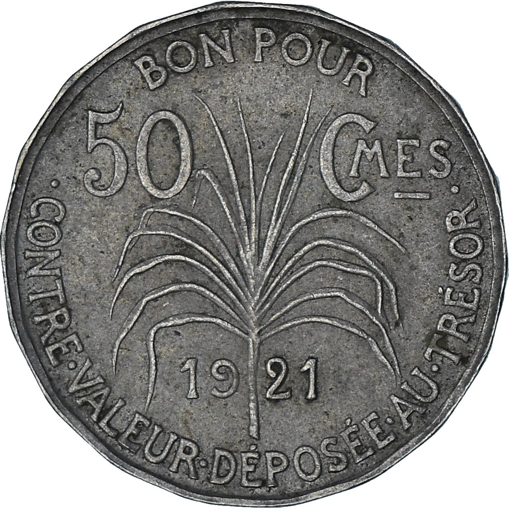 Coin, Guadeloupe, 50 Centimes, 1921, EF(40-45), Copper-nickel, KM:45