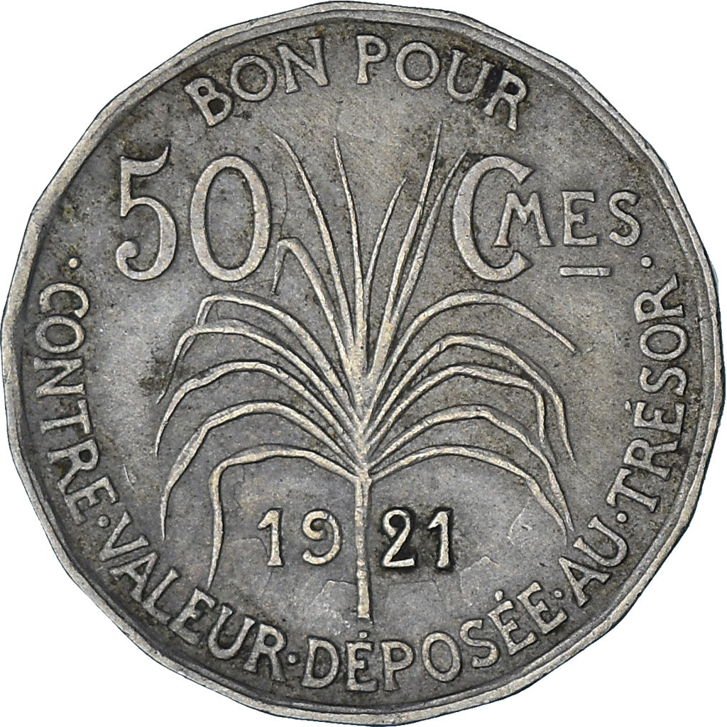 Münze, Guadeloupe, 50 Centimes, 1921, SS, Kupfer-Nickel, KM:45
