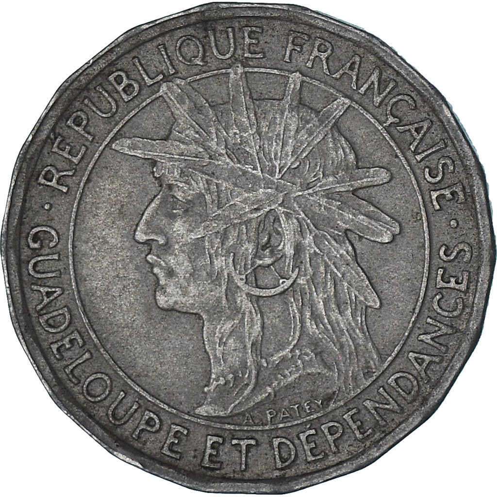 Moneta, Gwadelupa, 50 Centimes, 1921, AU(50-53), Miedź-Nikiel, KM:45