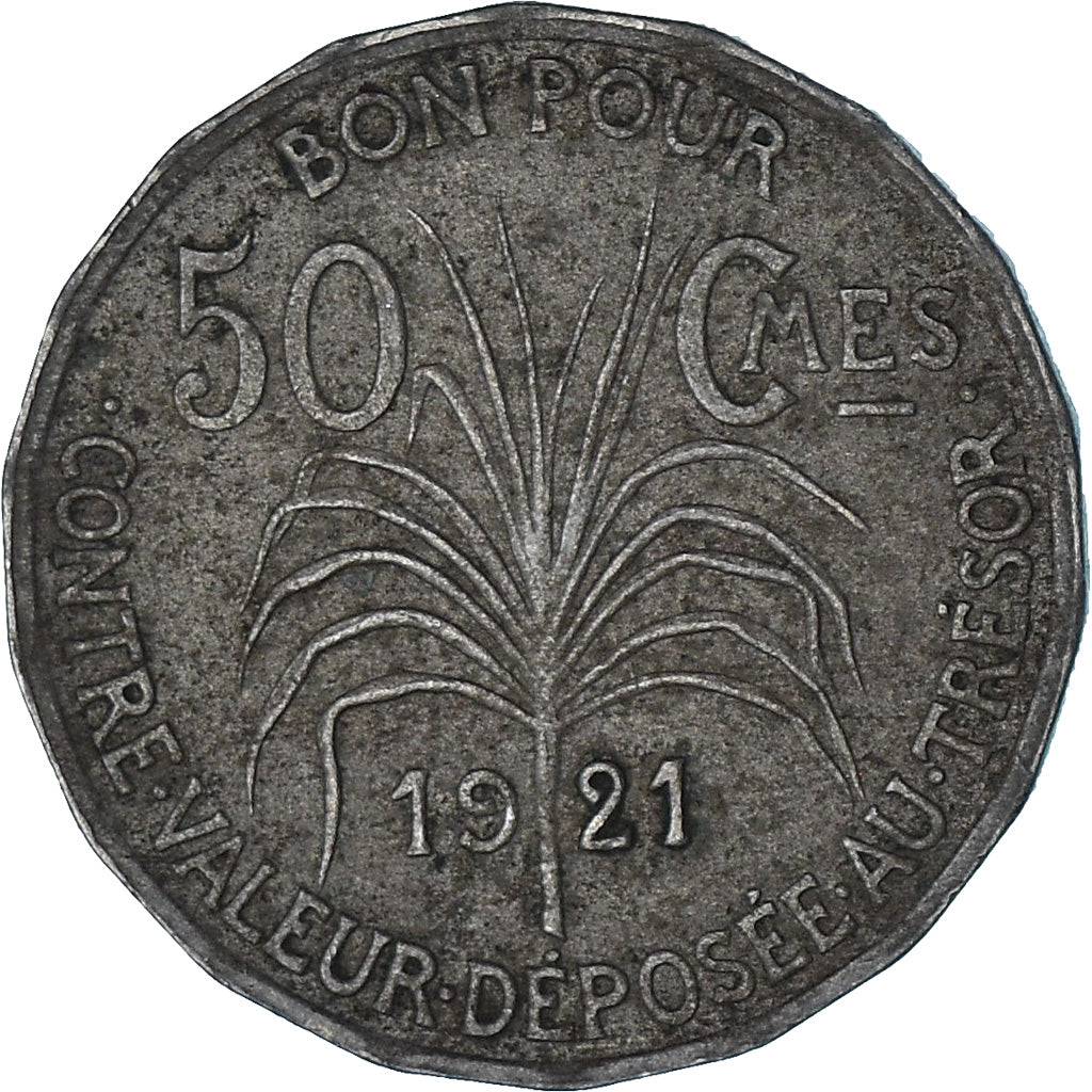 Moneta, Gwadelupa, 50 Centimes, 1921, AU(50-53), Miedź-Nikiel, KM:45