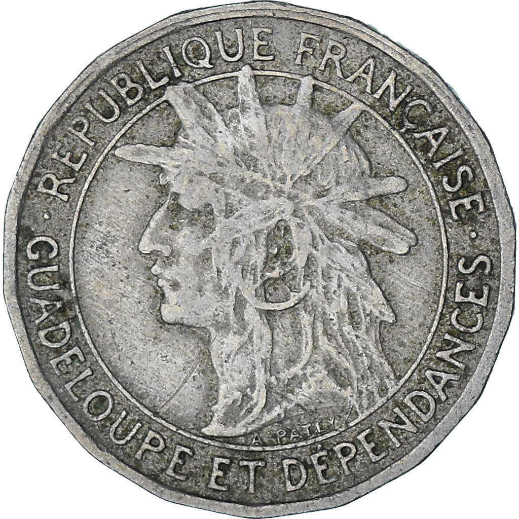 Coin, Guadeloupe, 50 Centimes, 1921, AU(50-53), Copper-nickel, KM:45