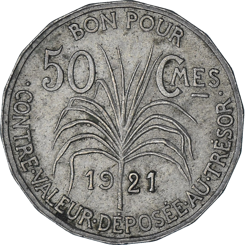 Moneta, Guadalupe, 50 Centimes, 1921, BB+, Rame-nichel, KM:45