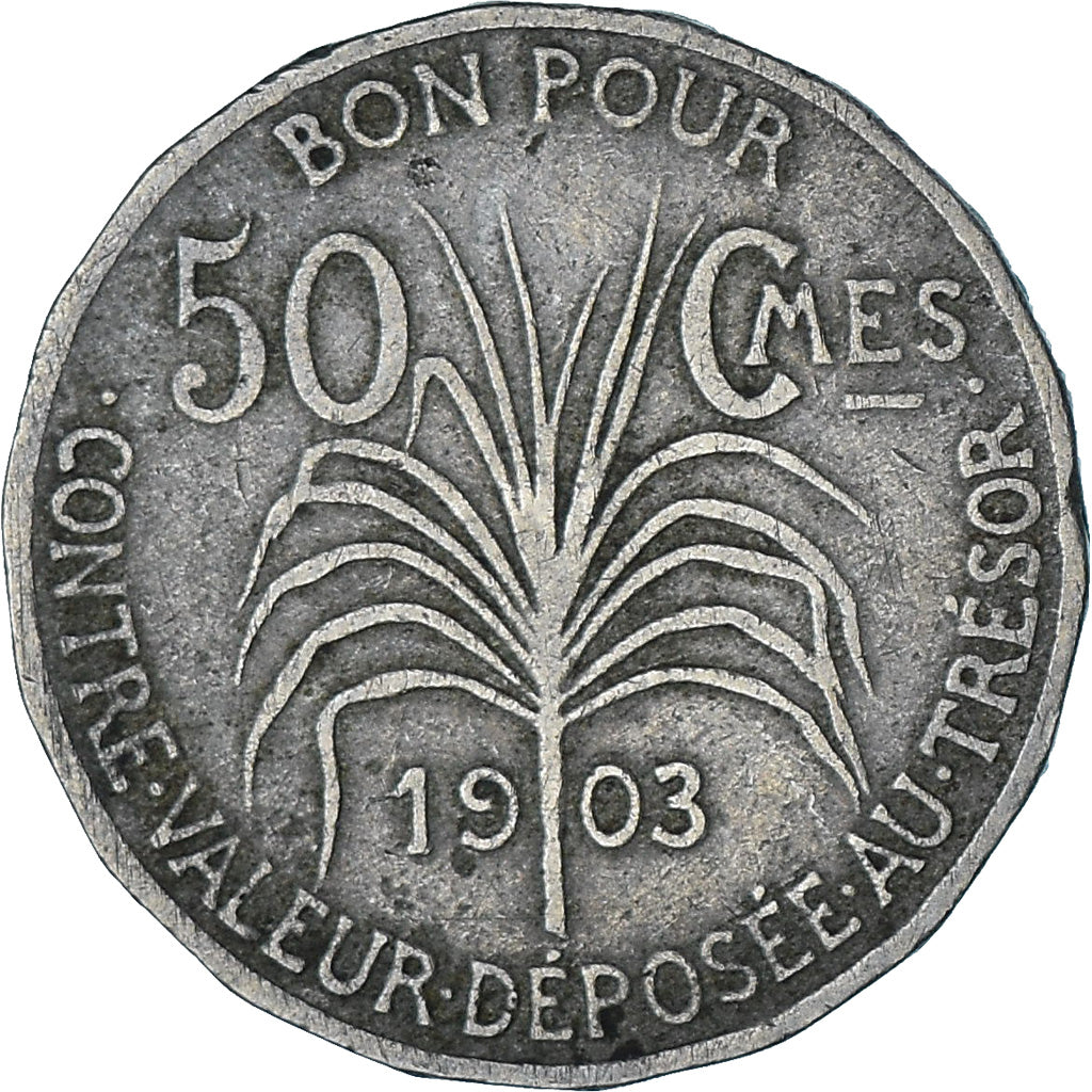 Moneta, Guadalupe, 50 Centimes, 1903, MB+, Rame-nichel, KM:45