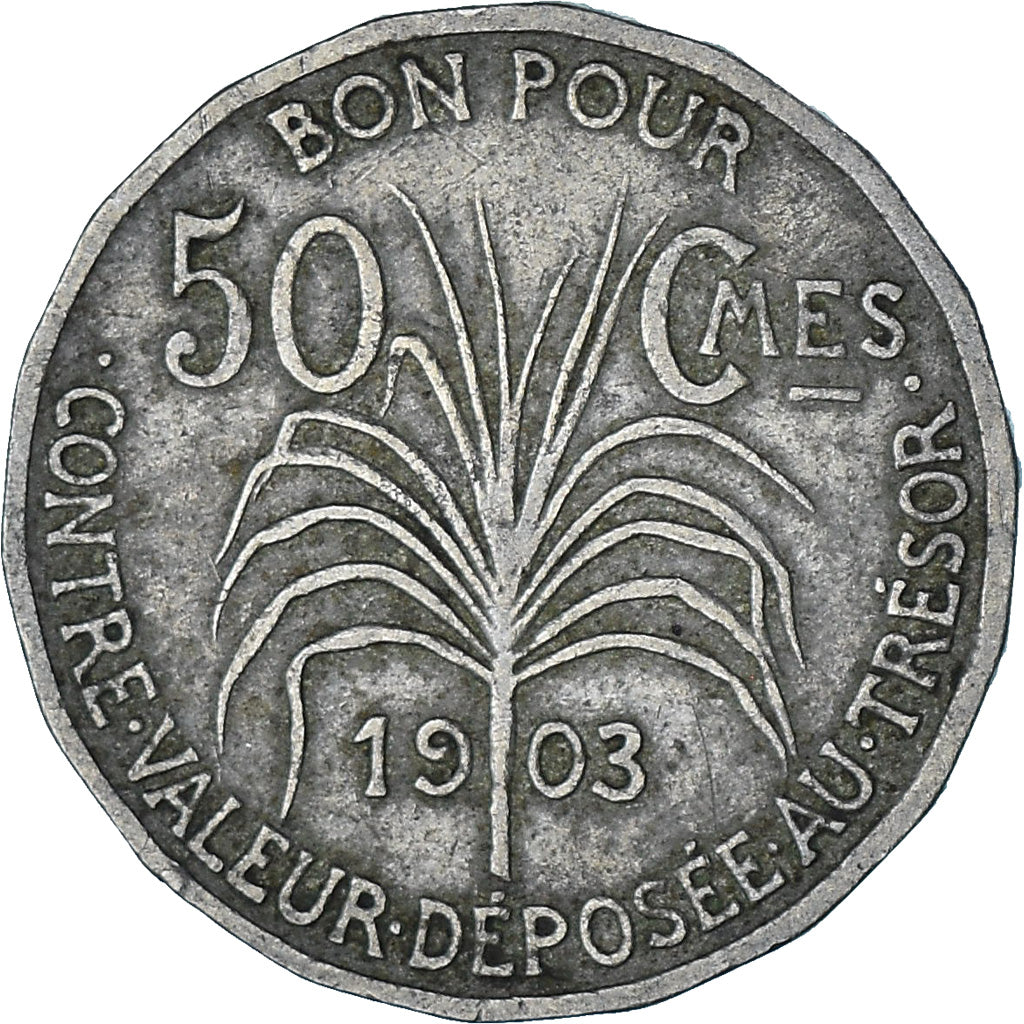 Moneta, Guadalupe, 50 Centimes, 1903, MB+, Rame-nichel, KM:45