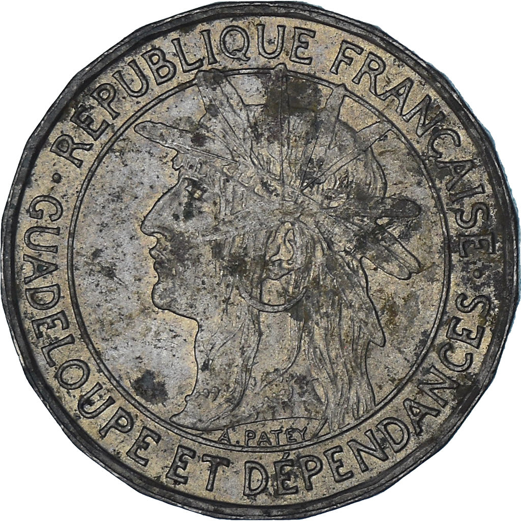 Moneta, Guadalupe, Franc, 1921, MB+, Rame-nichel, KM:46