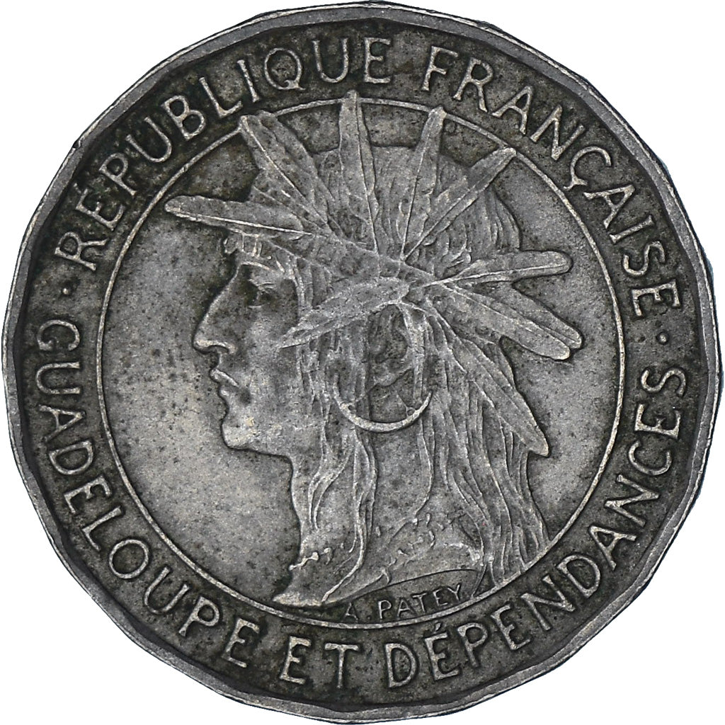 Coin, Guadeloupe, Franc, 1921, VF(30-35), Copper-nickel, KM:46