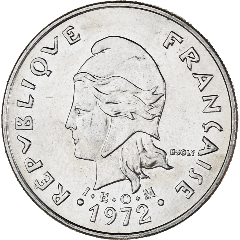 Coin, New Caledonia, 20 Francs, 1972, Paris, AU(55-58), Nickel, KM:12
