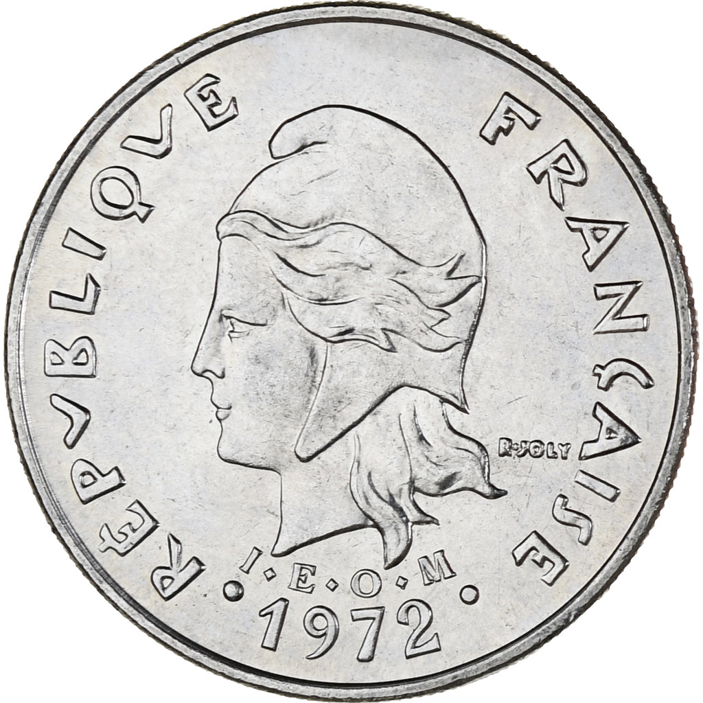 Coin, New Caledonia, 20 Francs, 1972, Paris, AU(55-58), Nickel, KM:12