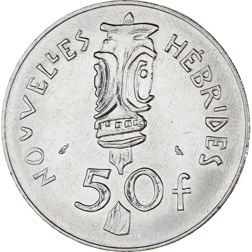 Coin, New Hebrides, 50 Francs, 1972, AU(55-58), Nickel