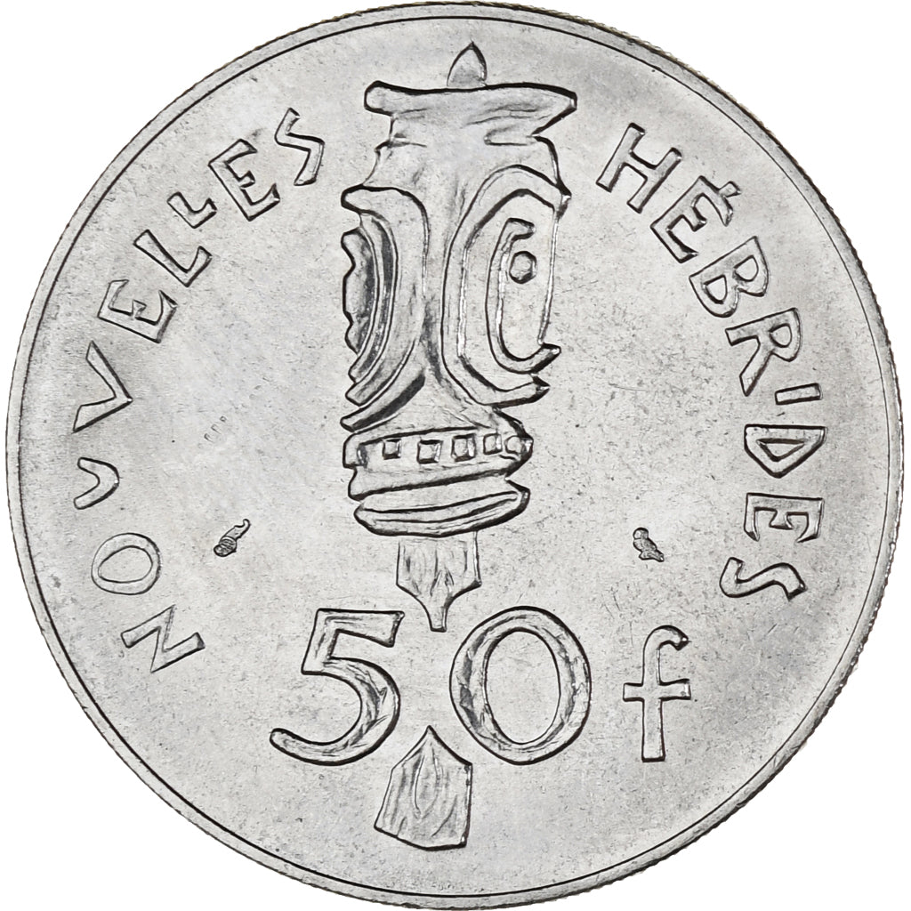 Coin, New Hebrides, 50 Francs, 1972, AU(55-58), Nickel