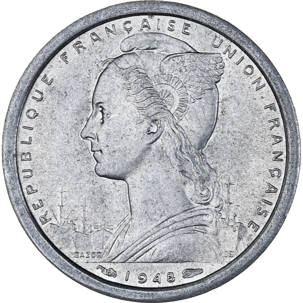 Moneta, Francuska Afryka Równikowa, Franc, 1948, Paris, AU(55-58), Aluminium