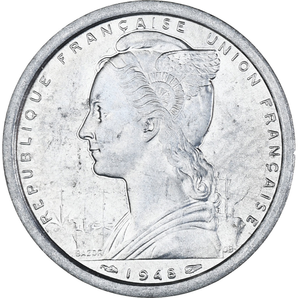 Coin, SAINT PIERRE & MIQUELON, 2 Francs, 1948, Paris, AU(55-58), Aluminum, KM:2